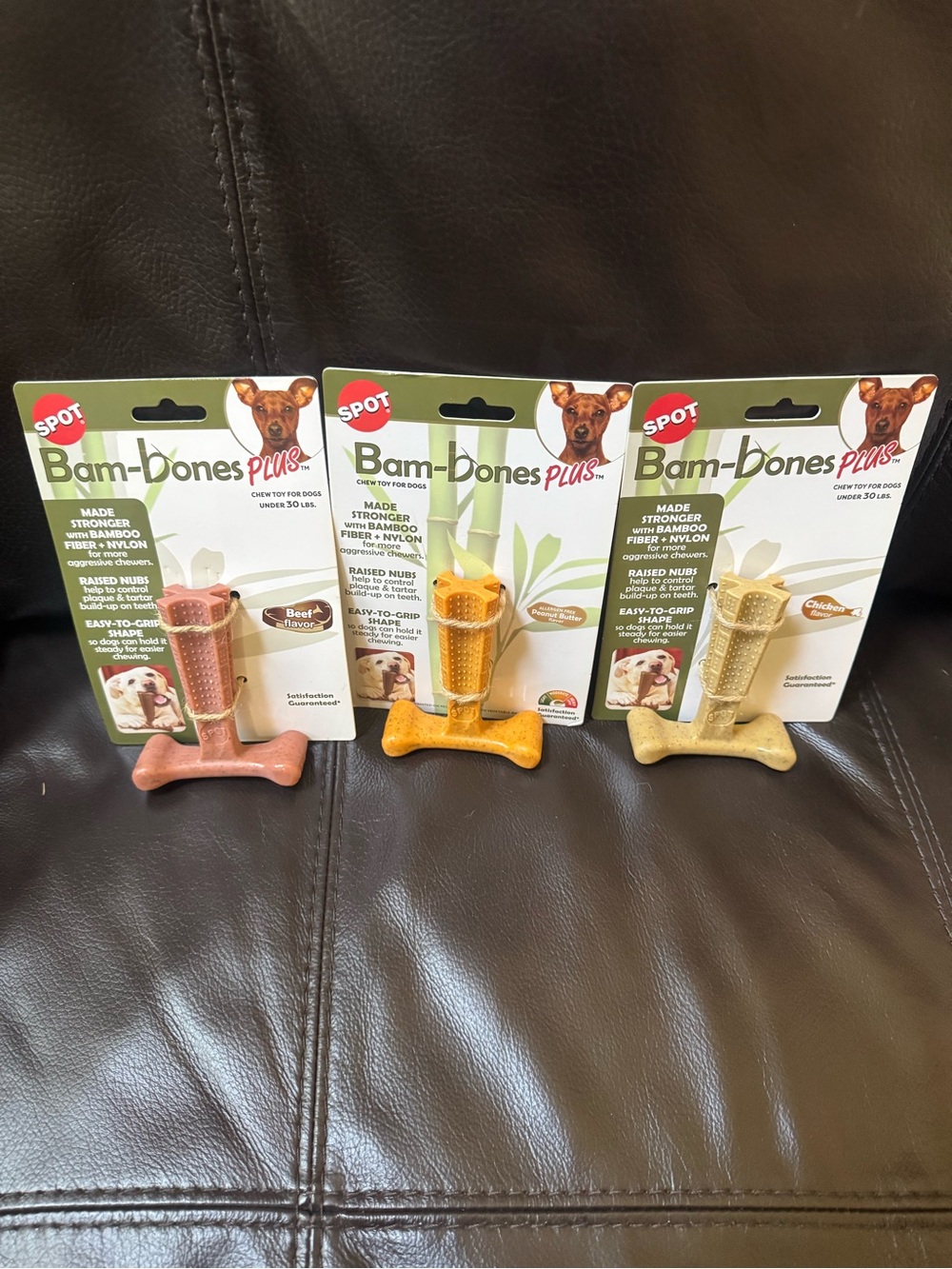 SPOT Bam-Bones Plus 4" Chicken, Peanut Butter, And Beef Flavor Dog Chew Qty 3